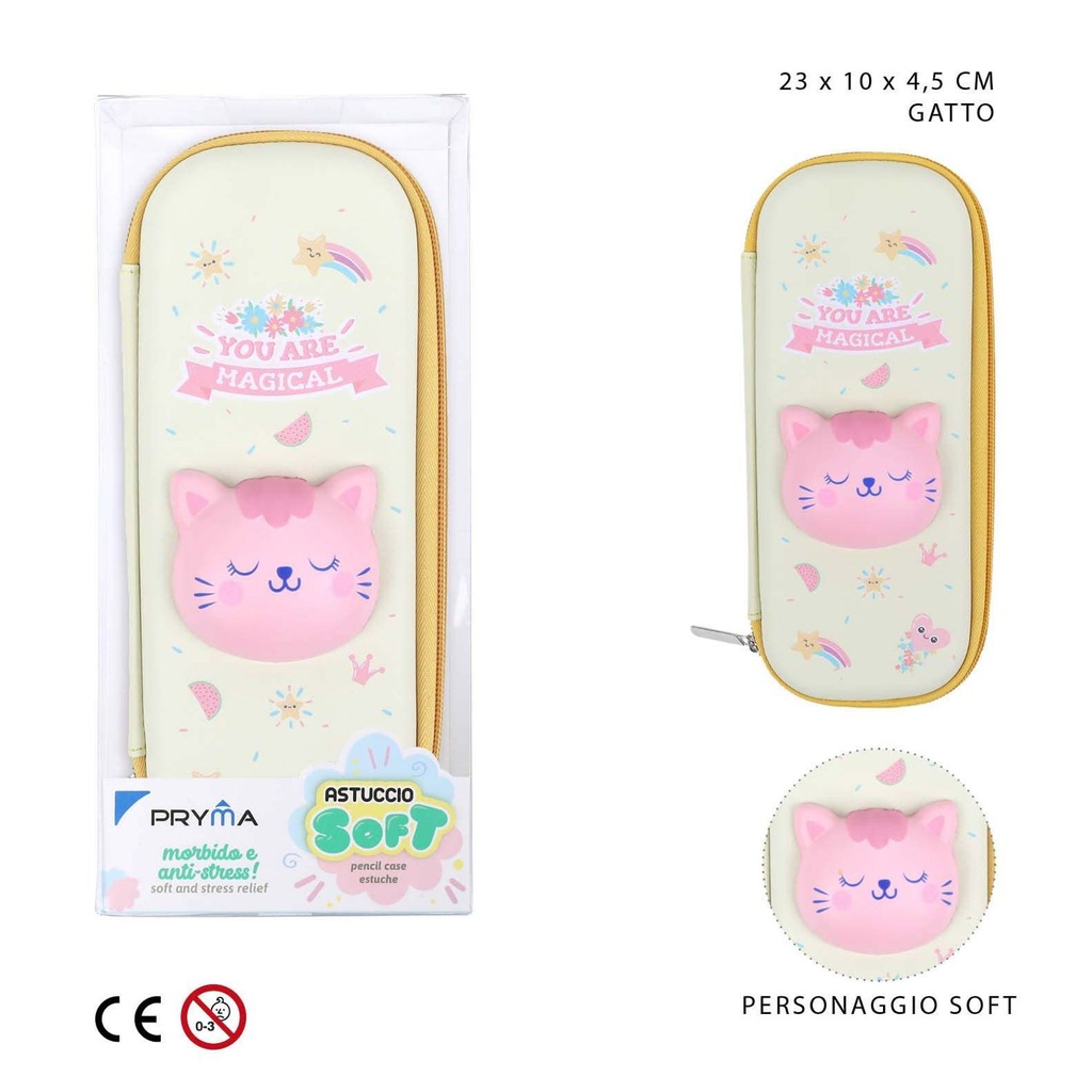 Estuche antiestrés con gato 23x10x4.5 cm - Artículos de papelería