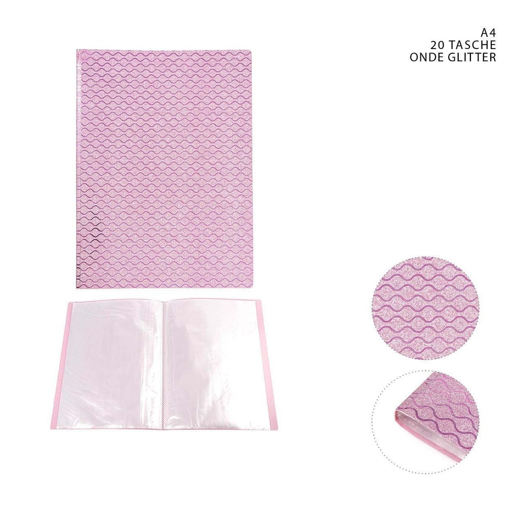Carpeta con brillantina A4 20 páginas ondas - Material de oficina