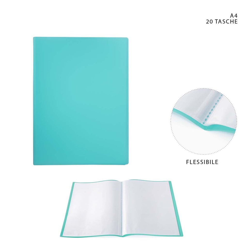 Carpeta flexible A4 20 páginas verde agua - Accesorios de oficina