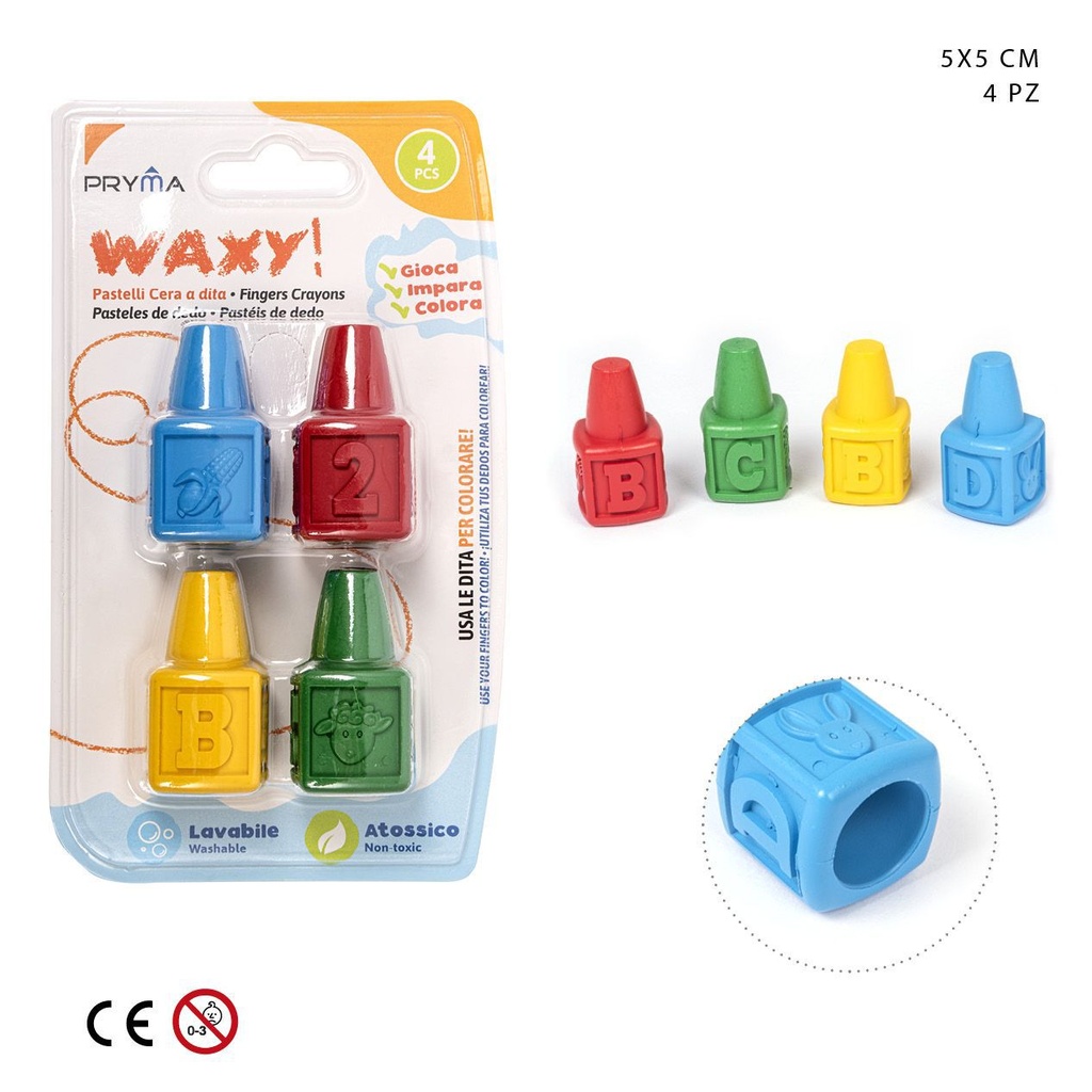 Ceras de color para dedos 5X5CM 4PZ - Suministros de manualidades