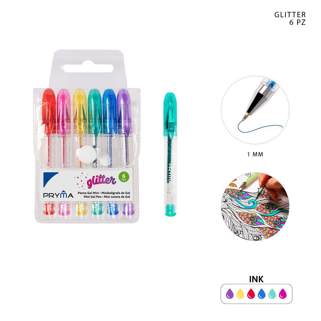 Bolígrafo mini de gel 1MM 6PZ - Herramientas de escritura