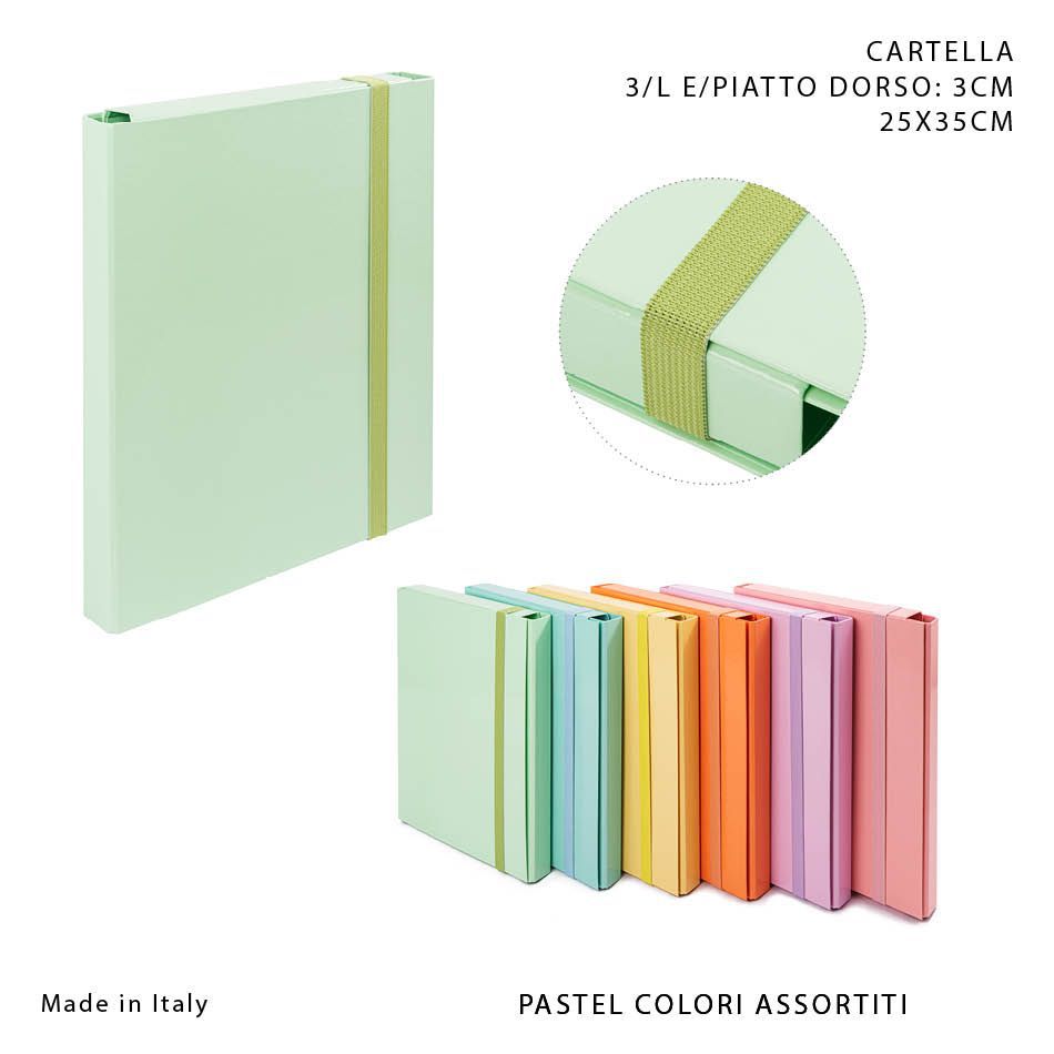 Carpeta con goma plana D3 25x35 cm pastel - Papelería