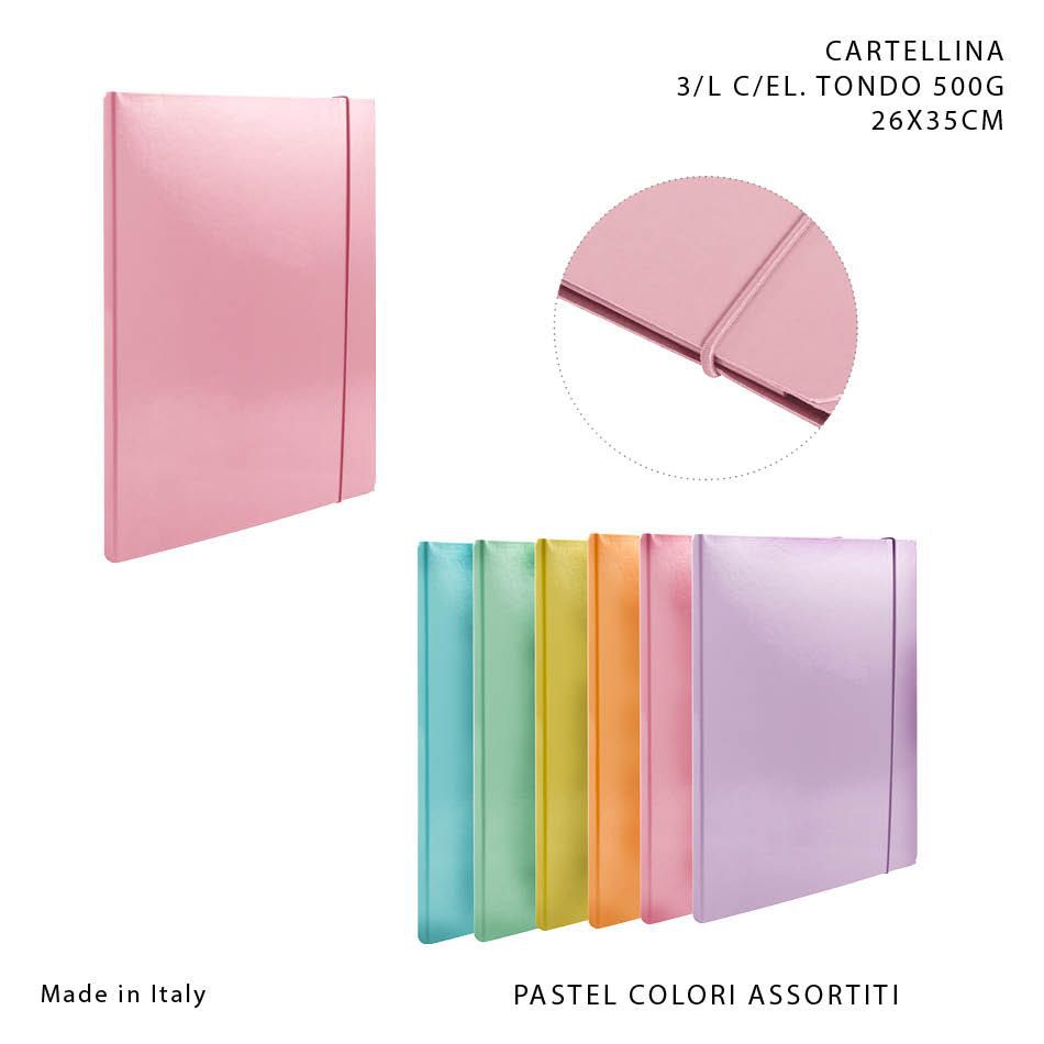 Carpeta con goma elástica 3/L 500G 26X35CM pastel - Material de oficina
