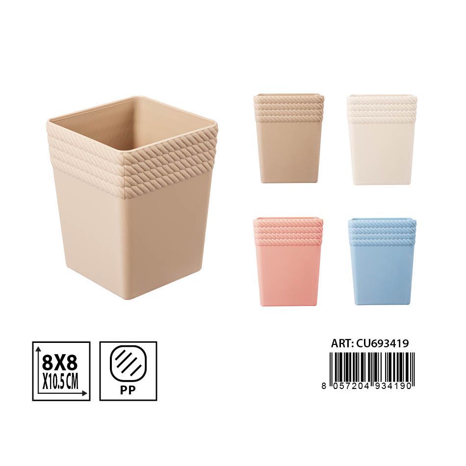Vaso cuadrado 8X8X10.5CM - Artículos de plástico y organización