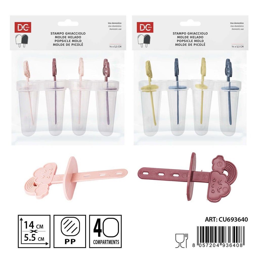 Molde para helados en forma de nube 4 piezas 14x5.5x12cm - Herramientas para cócteles