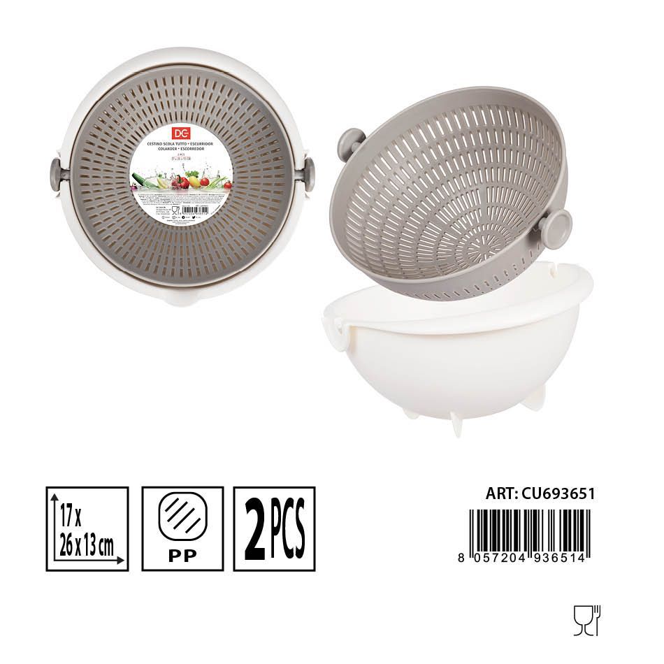 Escurridor + bol 2pzas 27x26x13 cm - Accesorios de cocina