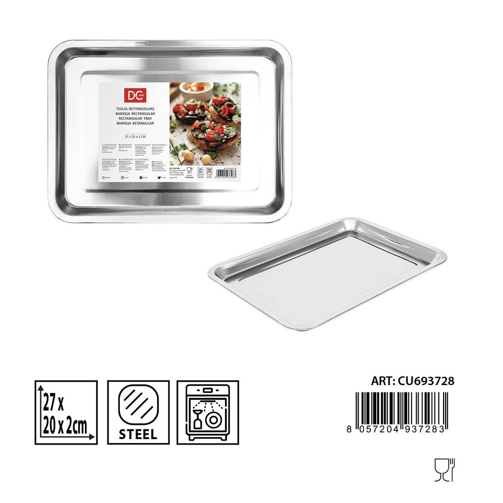 Bandeja rectangular 27x20x2.1 cm 137g 0.4MM - Utensilios de cocina y bandejas