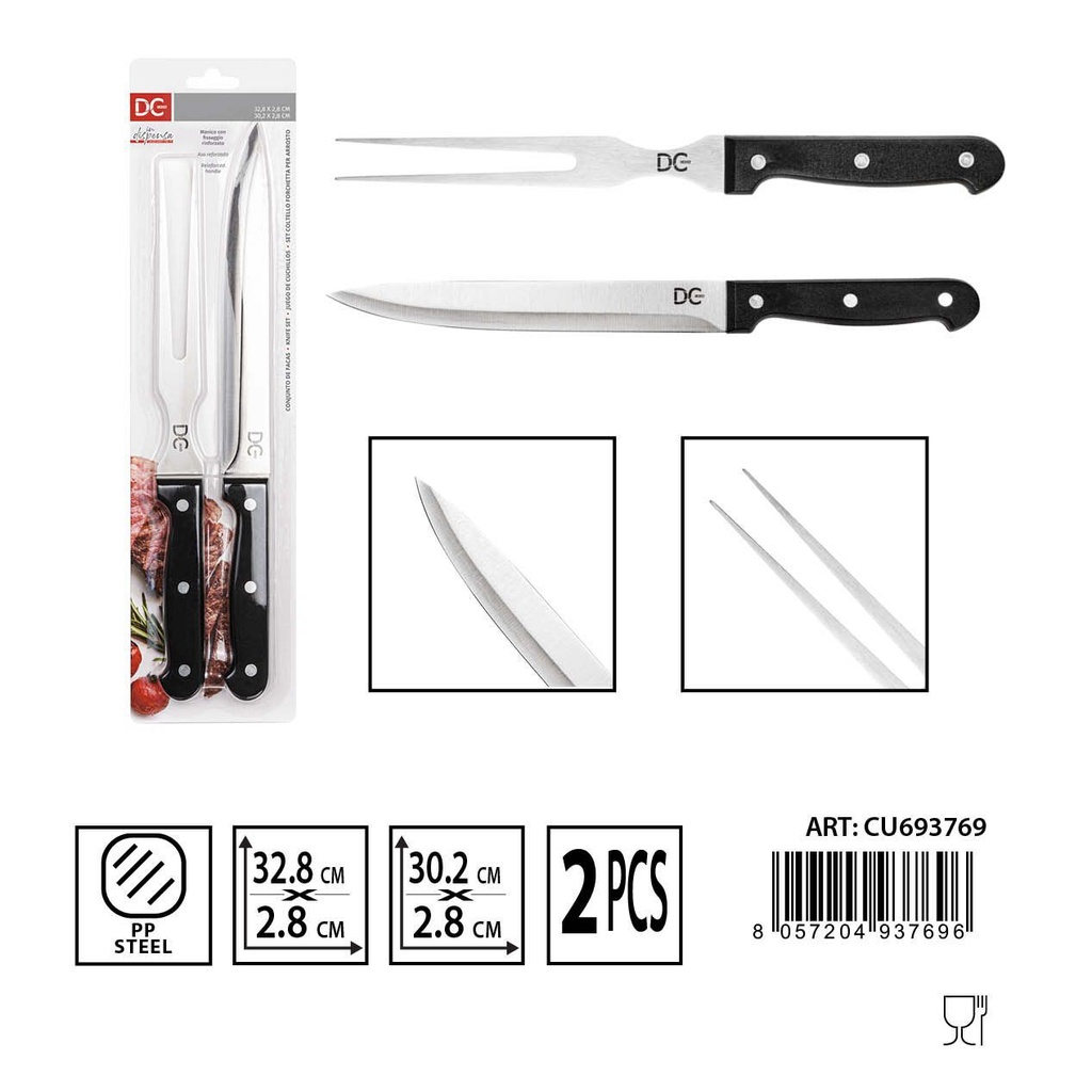 Juego de cuchillos con cuchillo de 8" y tenedor de 7" - Utensilios de cocina