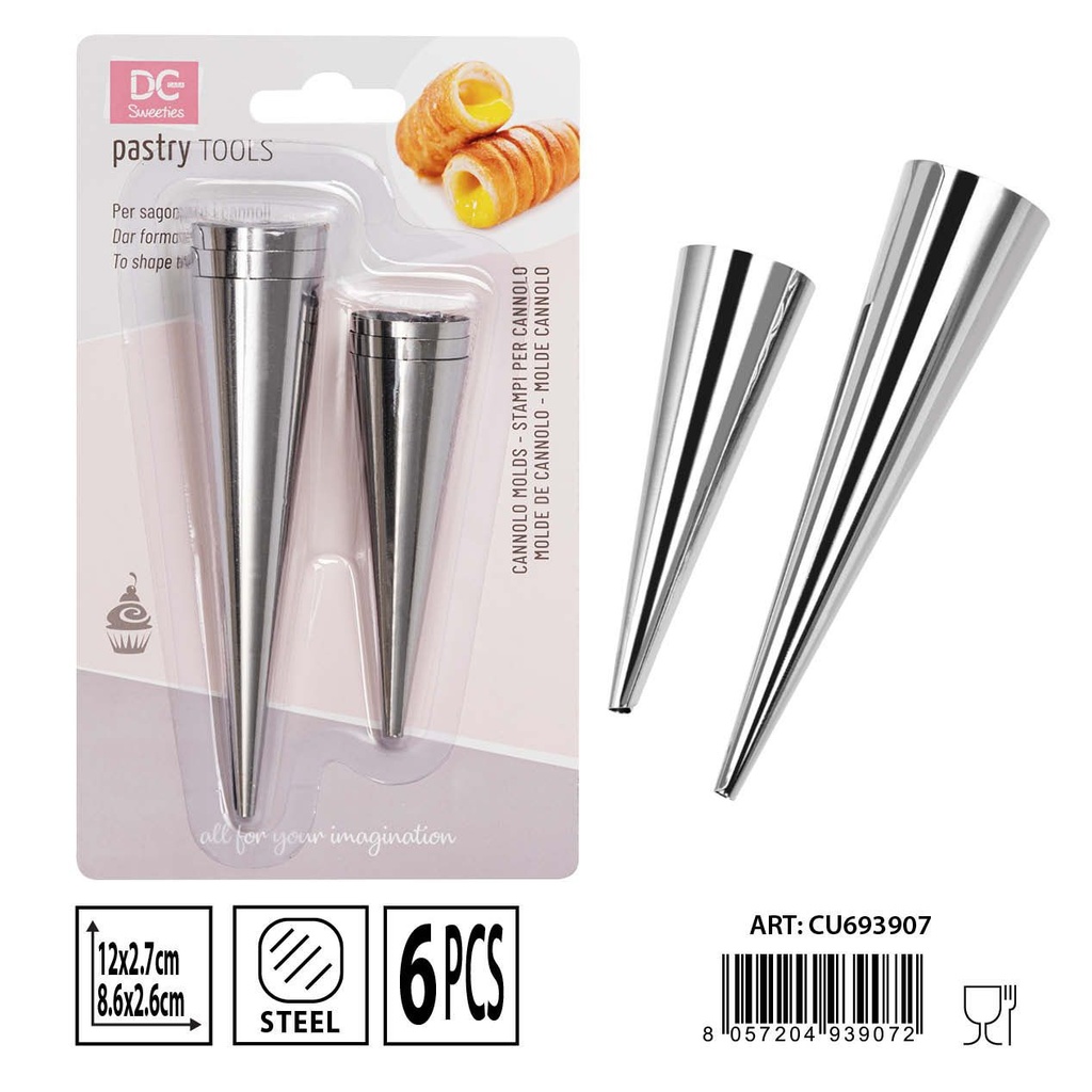 Molde de cono 12x2.7-8.6x2.6 cm 6 unidades - Utensilios de repostería