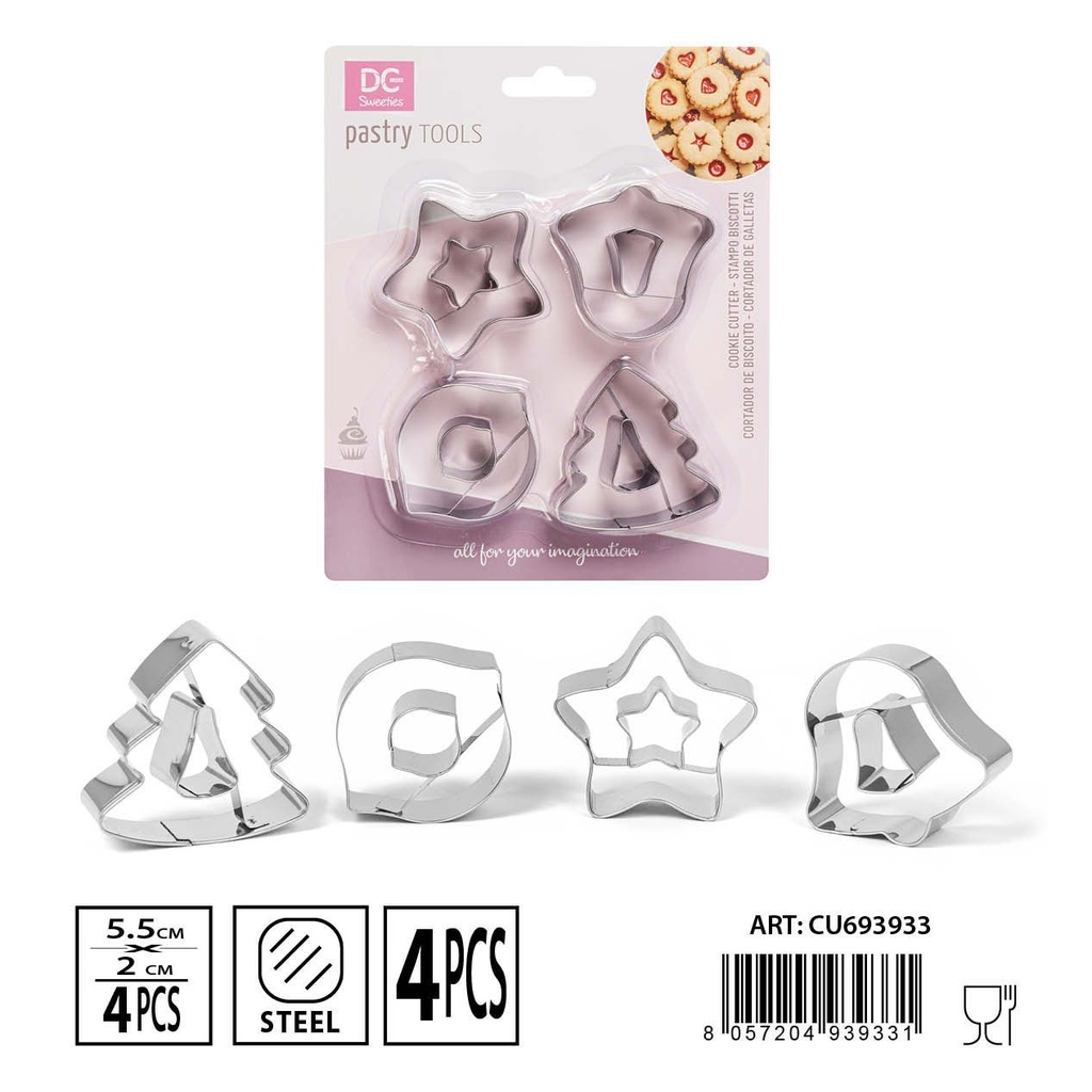Molde para galletas 5.5x2cm 4pz - Utensilios de repostería