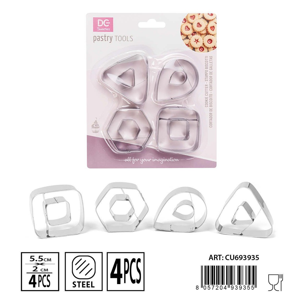 Molde para galletas 5.5x2cm 4pz - Utensilios de repostería