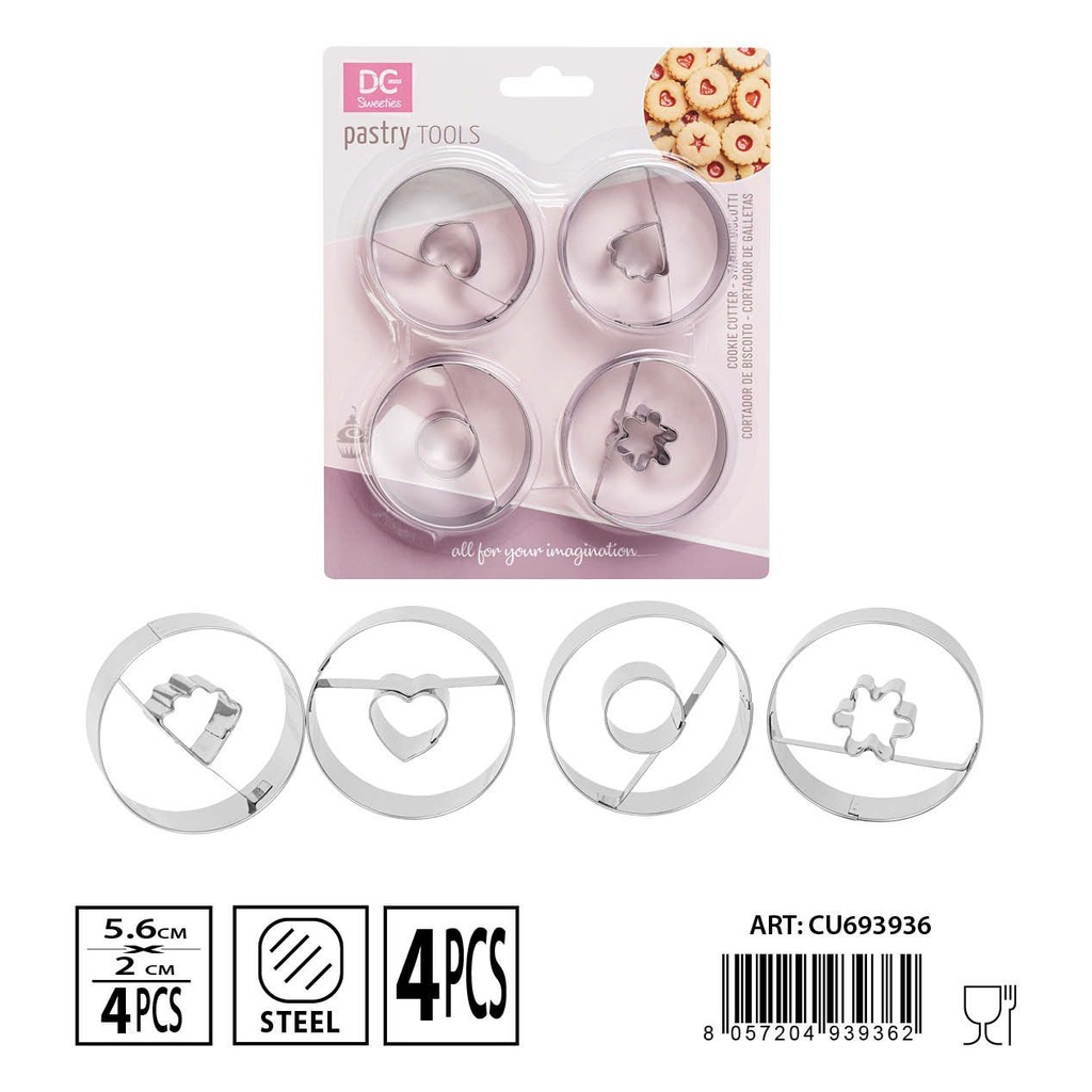 Molde para galletas 5.6x2cm 4pz - Utensilios de repostería