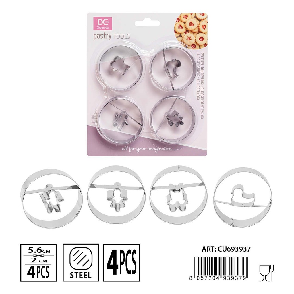 Molde para galletas 5.6x2cm 4pz - Utensilios de repostería