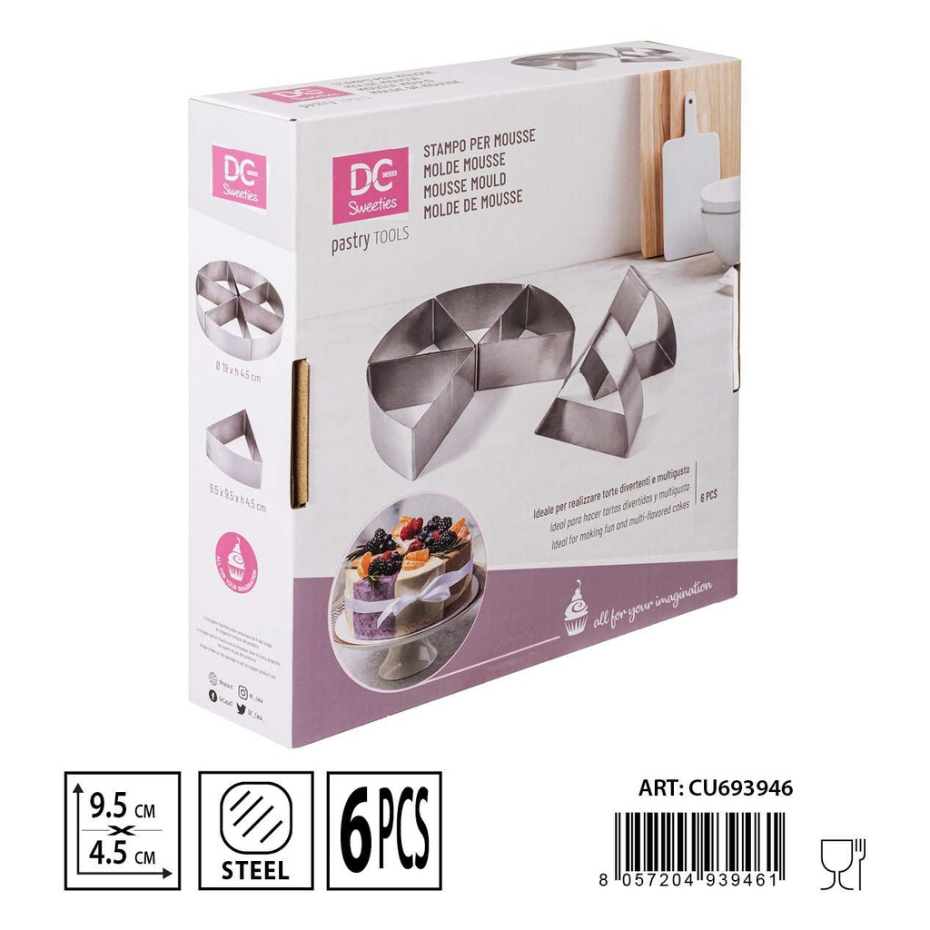 Molde para mousse en forma triangular 6 piezas - Repostería