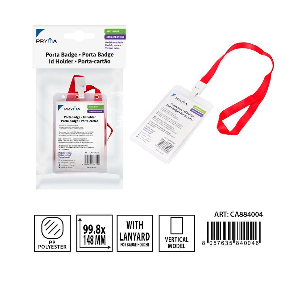 Identificador vertical con cordón 99.8x148mm - Artículos de oficina
