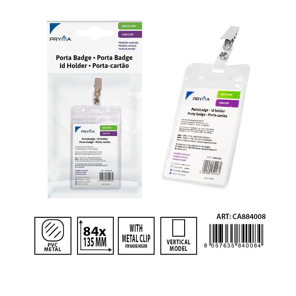 Identificador vertical con clip 84x135 mm - Suministros de oficina