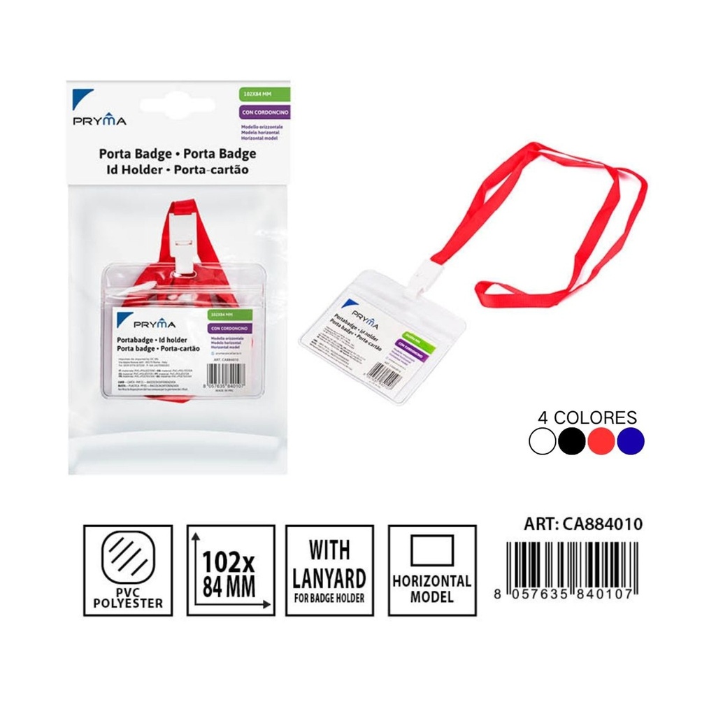 Identificador horizontal impermeable 102x84mm para tarjetas