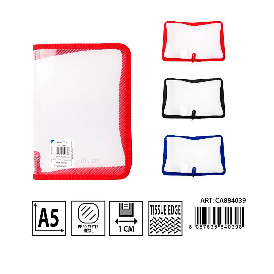 Carpeta 4 anillas con cremallera A5 - Accesorios de oficina