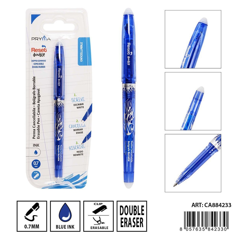 Bolígrafo borrable con tapa azul 0.7 mm - Herramientas de escritura