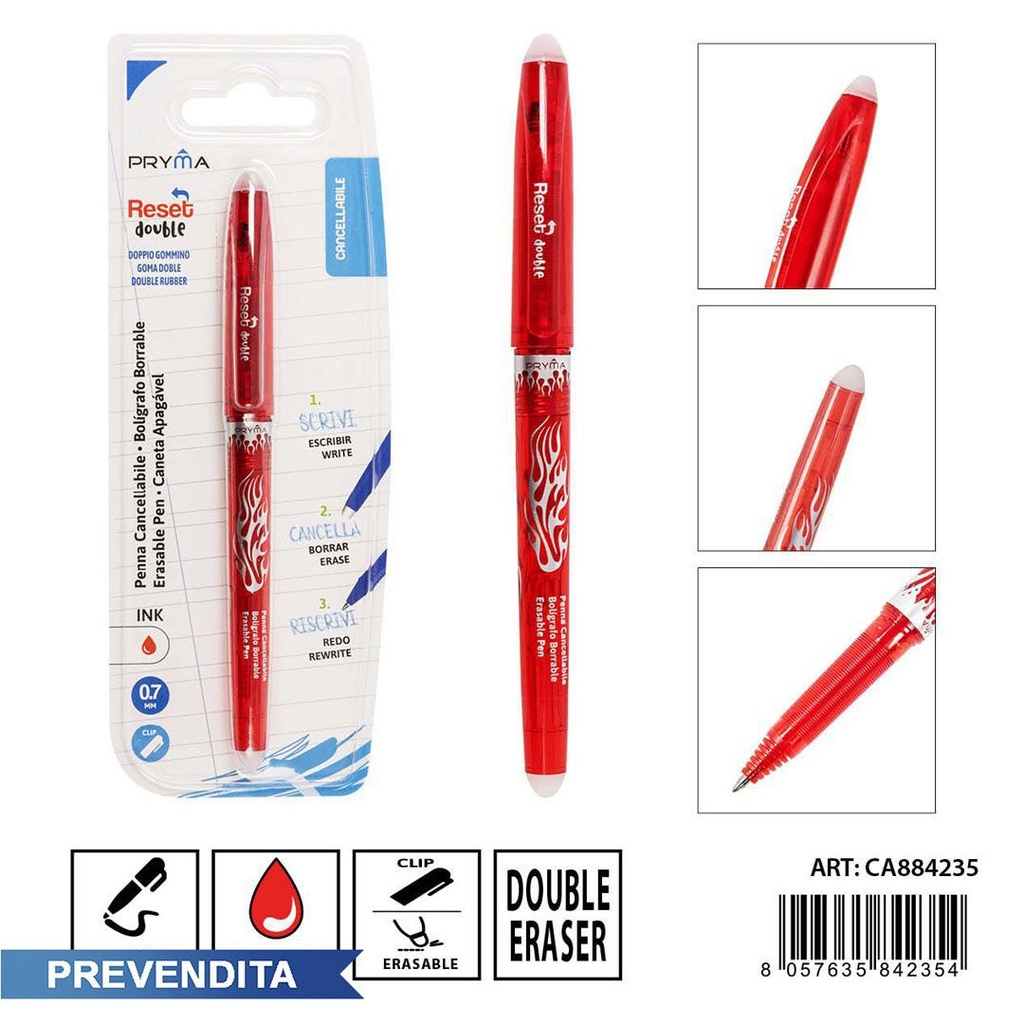 Bolígrafo borrable con tapa roja 0.7 mm - Herramientas de escritura