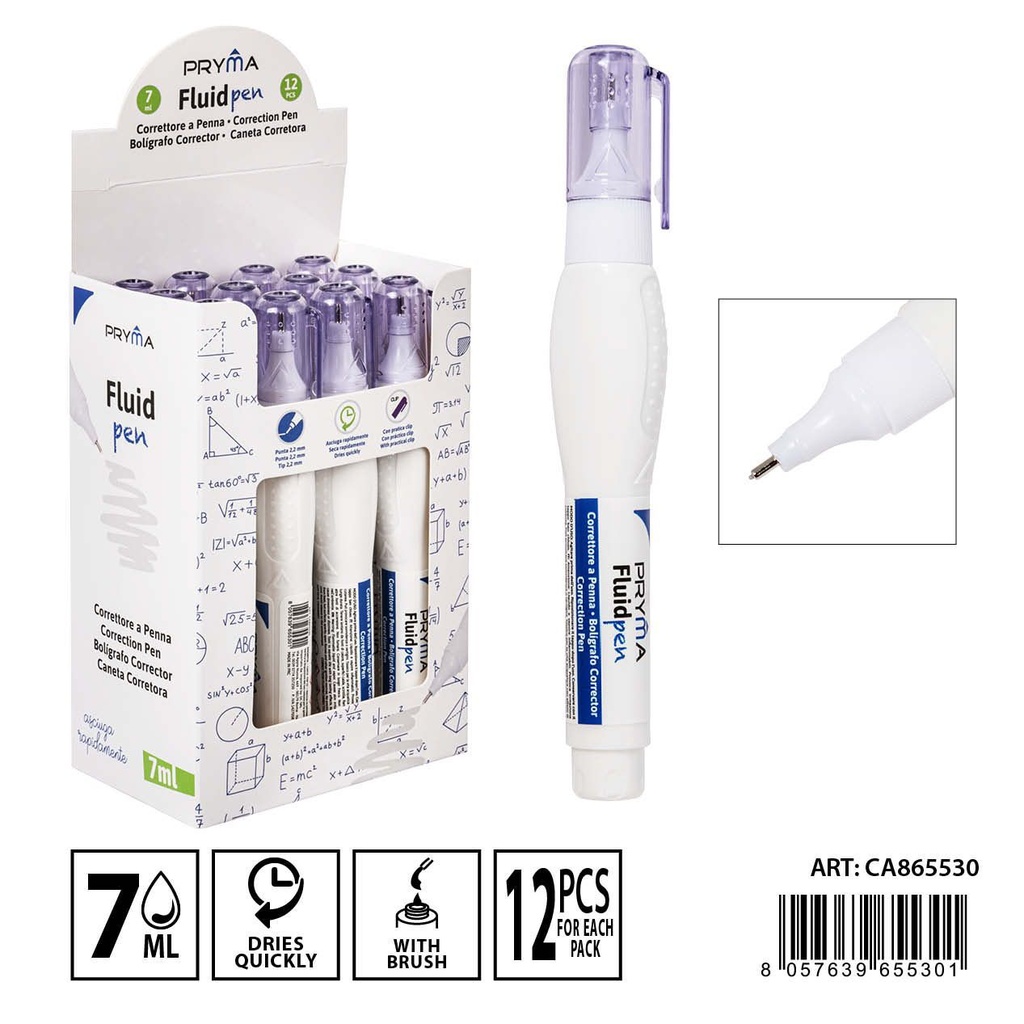 Lápiz corrector 12.5cm 12pcs 7ml para correcciones de escritura