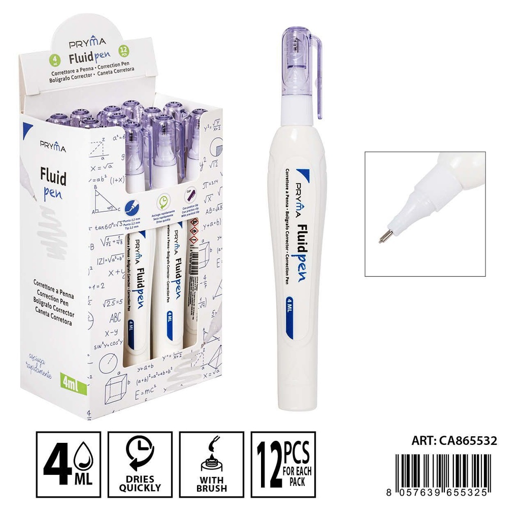 Lápiz corrector 2.2mm 4ml 12 pcs - Material de corrección