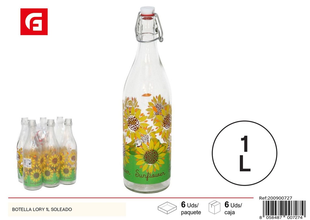 Botella de vidrio Lory 1L Soleado - Vidrio y cerámica