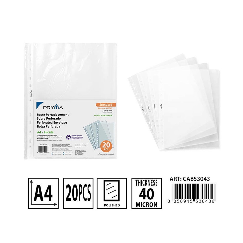 Funda multitaladro A4 20 pz - Accesorios de oficina y organización