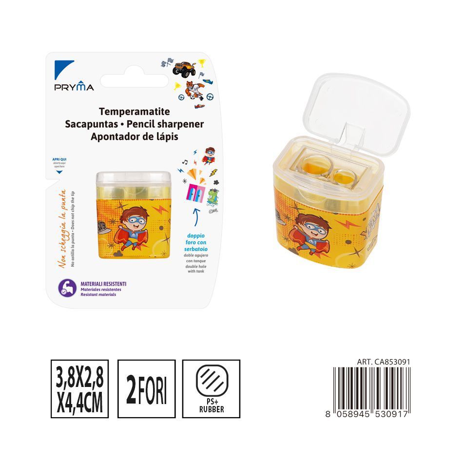 Sacapuntas plástico doble agujero 3.8x2.8x4.4 cm - Accesorios de papelería