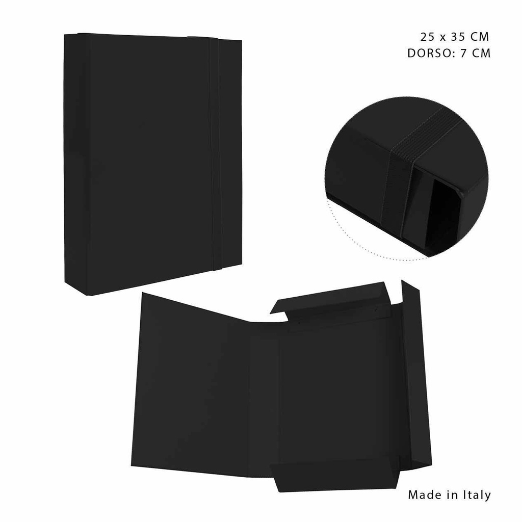 Carpeta con goma plana 3/L D7 25x35 negro - Material de oficina