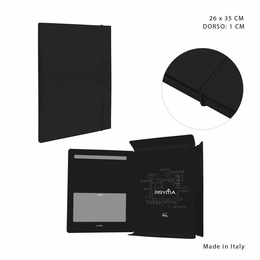 Carpeta con goma redonda 3/L D1 26x35 cm negro - Archivar documentos y oficina