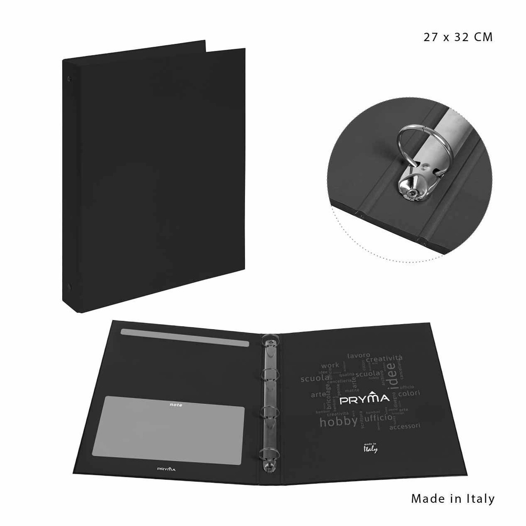 Carpeta de 4 anillas 27x32 cm negro - Archivos y documentos