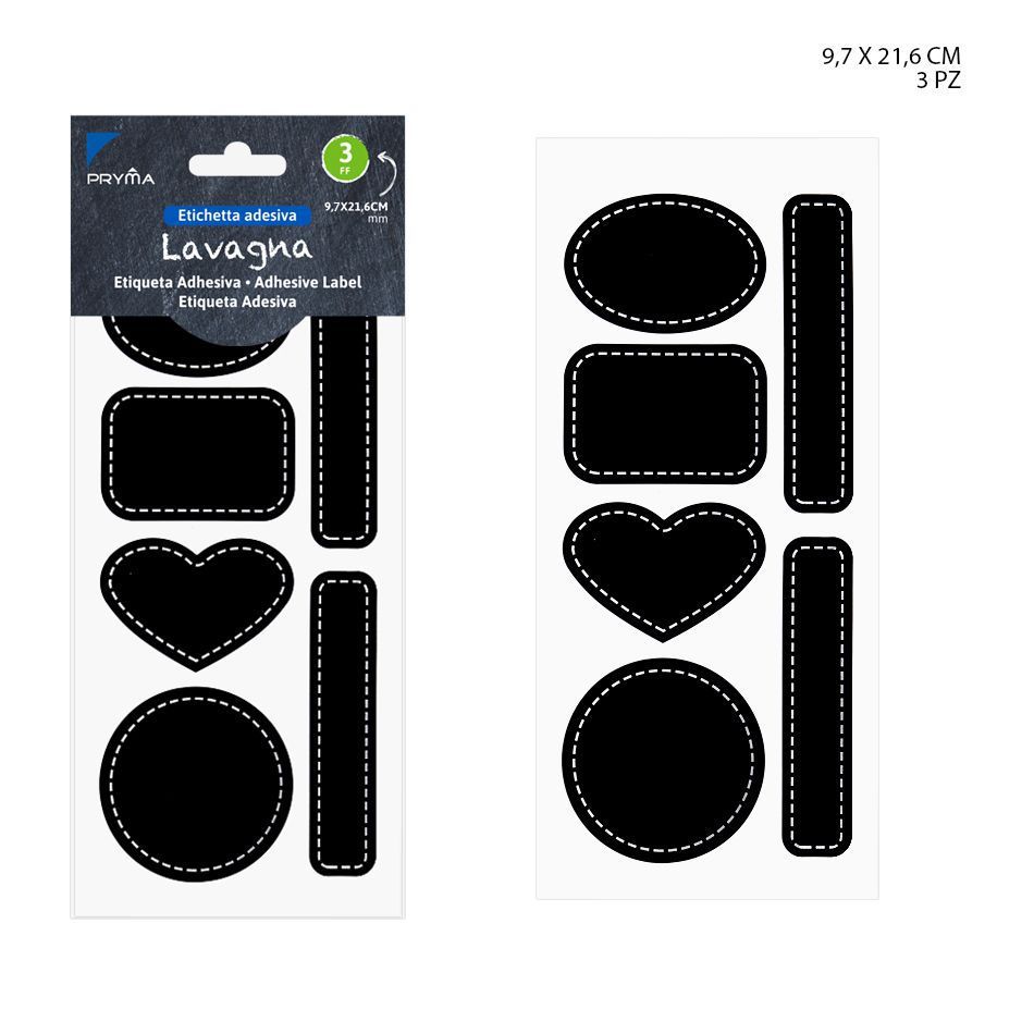 Etiqueta adhesiva negra 9.7x21.6cm 3 hojas para oficina y papelería