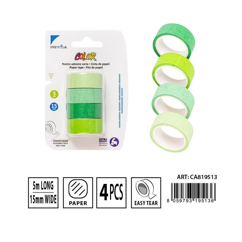 Cinta adhesiva de papel de colores 15mmx5m para manualidades