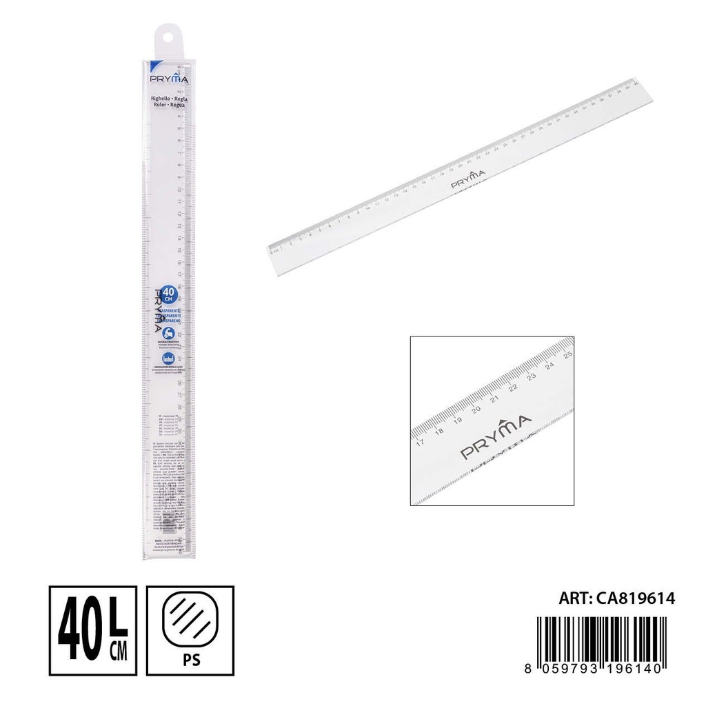 Regla transparente 40CM - Herramientas de papelería y medidas