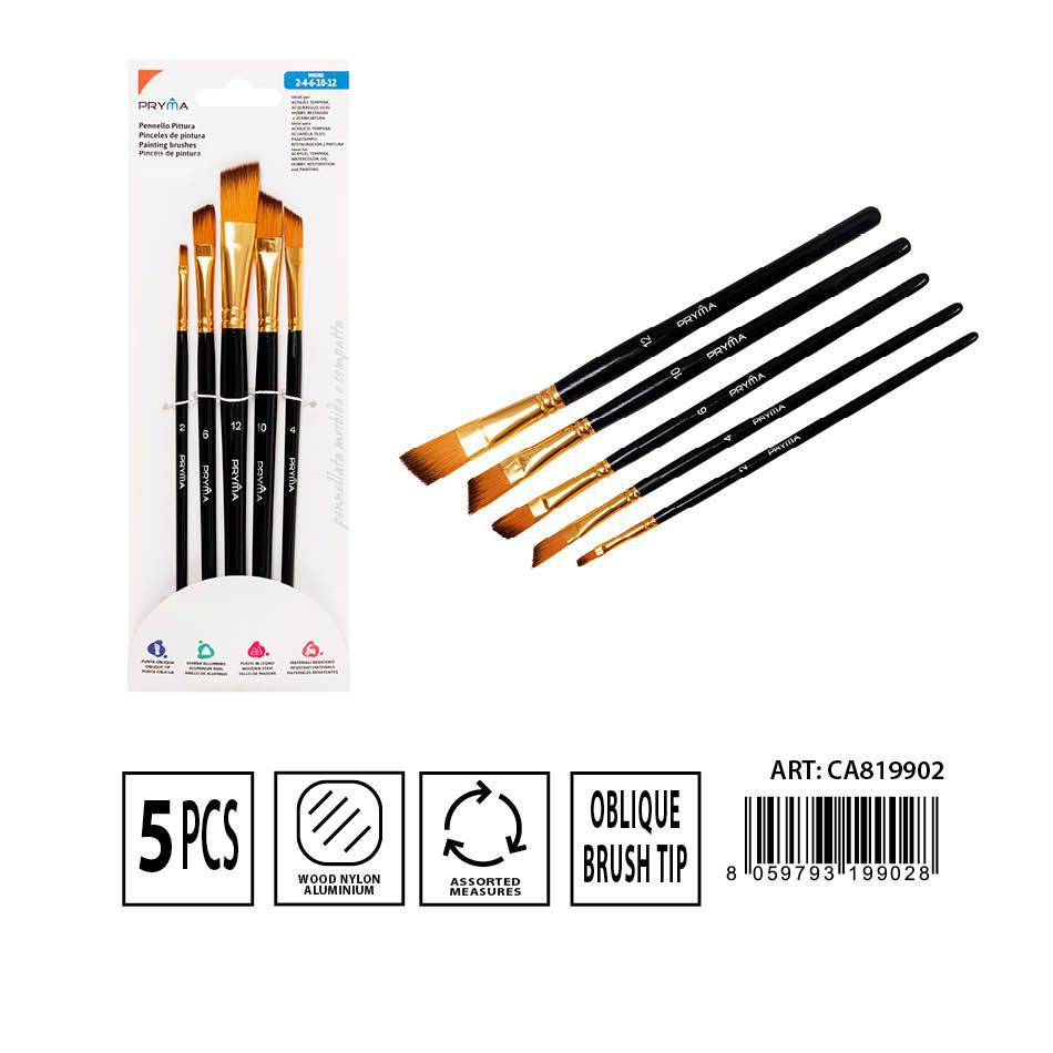 Set de pinceles de punta oblicua 2# 4# 6# 10# 12# 5PZ - Material de arte