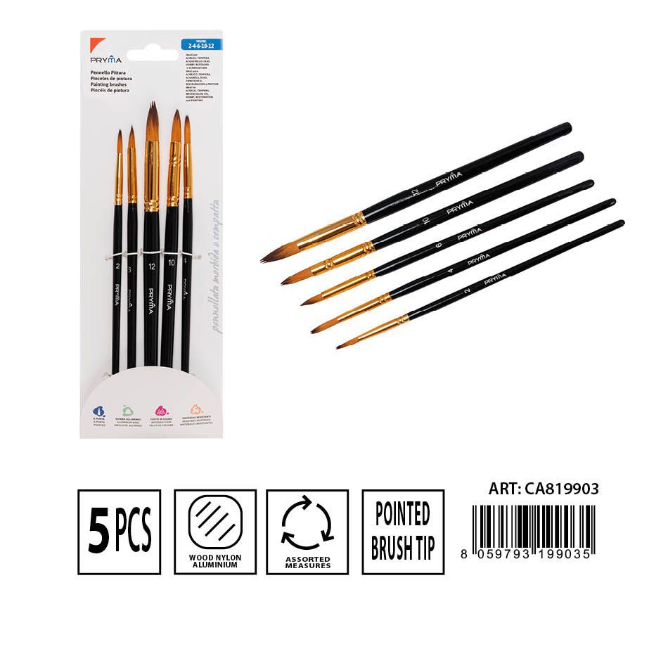 Set de pinceles de punta 2# 4# 6# 10# 12# 5PZ - Material de arte
