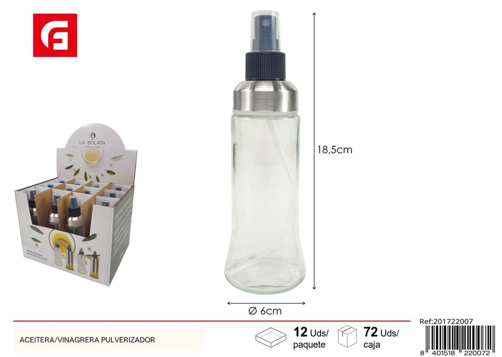 Aceitera/Vinagrera con pulverizador - Vidrio y cerámica