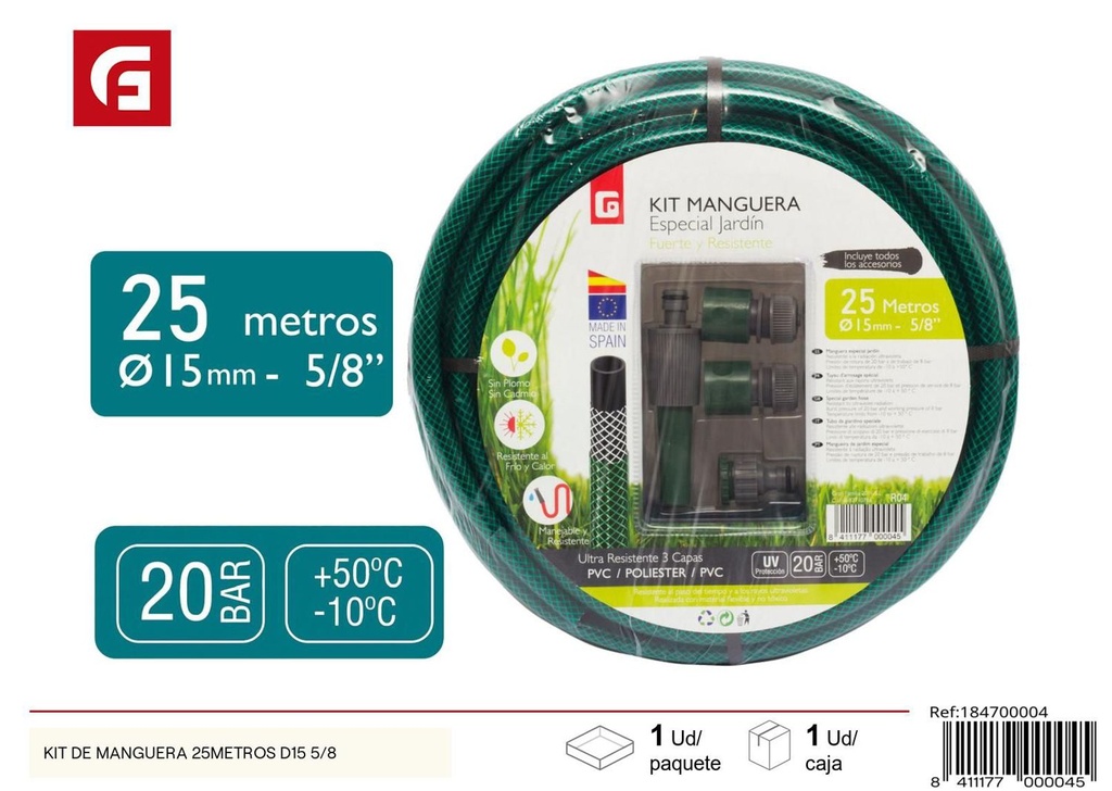 Kit de manguera de 25 metros - Accesorios de jardín