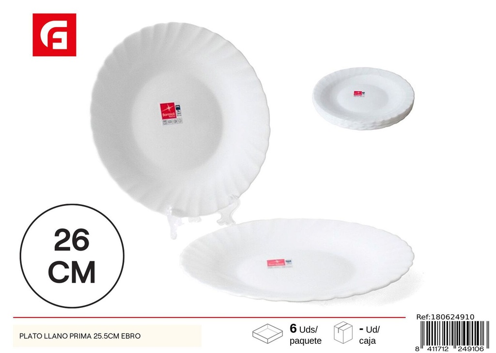 Plato Llano Prima 25.5CM - Vajilla de cerámica