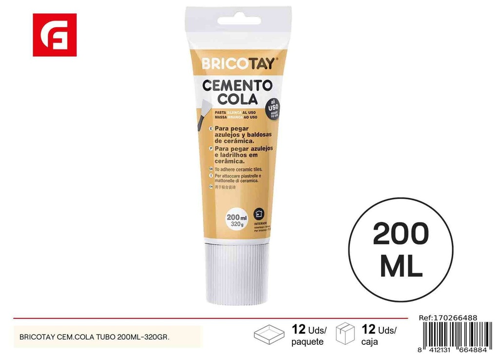 Cemento cola (tubo) 200 ml - Adhesivos y reparadores