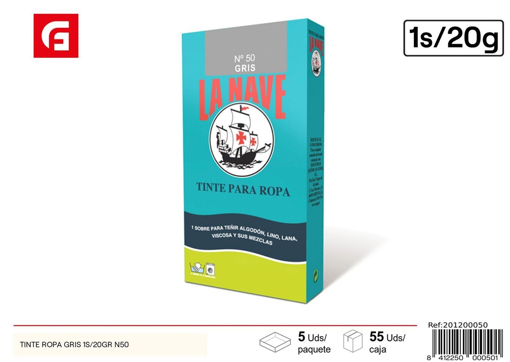 Tinte ropa gris 20GR N50 - Pintura para telas