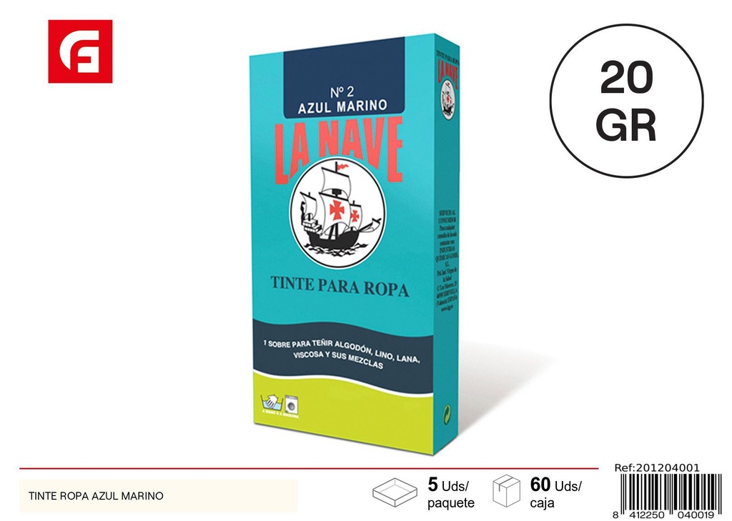 Tinte ropa azul marino 20GR - Pintura para telas