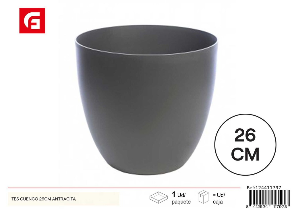 Maceta TES Cuenco Antracita 26cm - Jardineras y decoraciones para el hogar