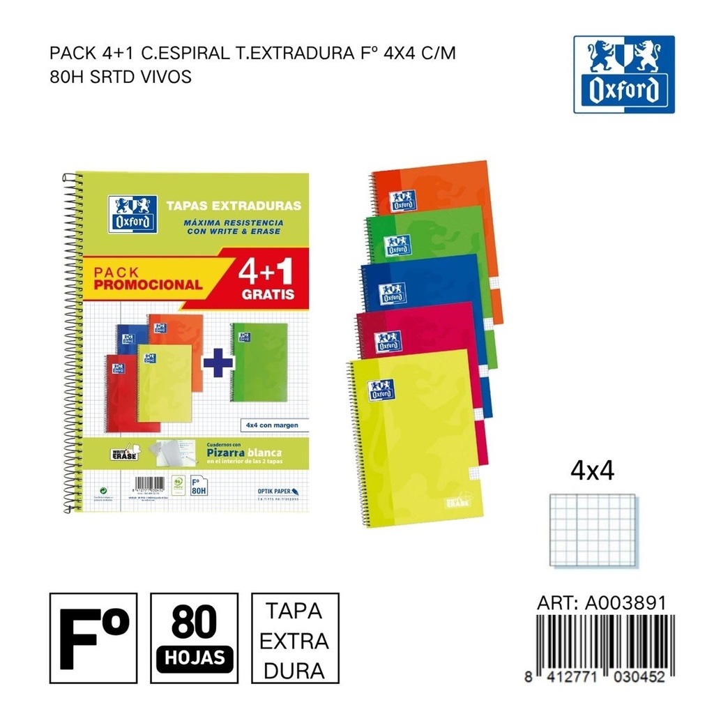 Paquete de cuadernos A4 80h con 4x4 - Material escolar