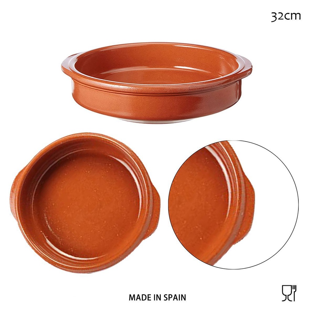 Cazuela redonda con asas de 32 cm - Utensilios de cocina de barro
