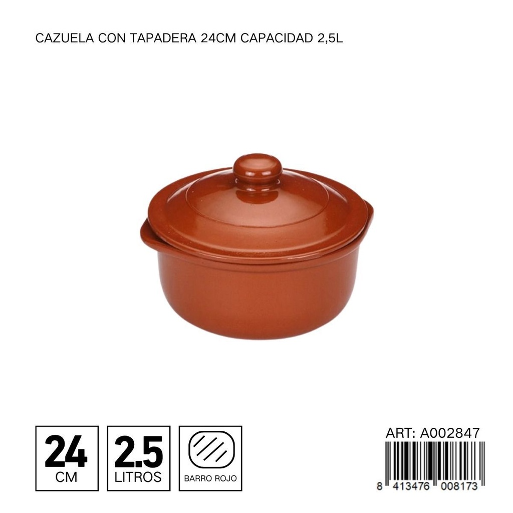 Cazuela con tapa 24cm para cocina y preparación de alimentos