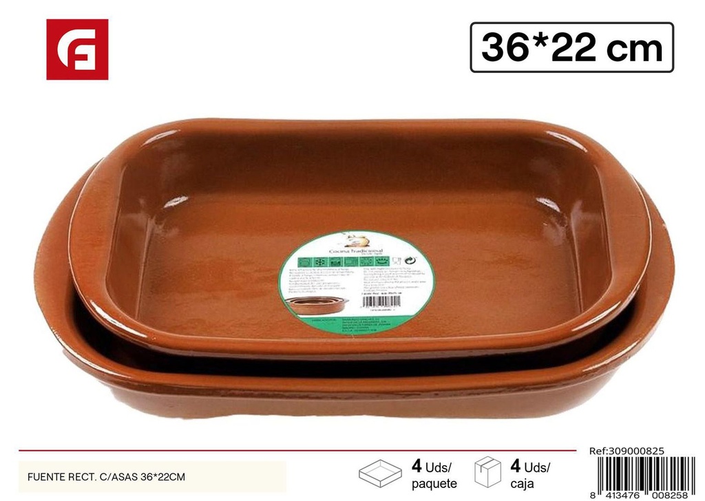 Fuente rectangular con asas 36x22 cm - Utensilios de cocina