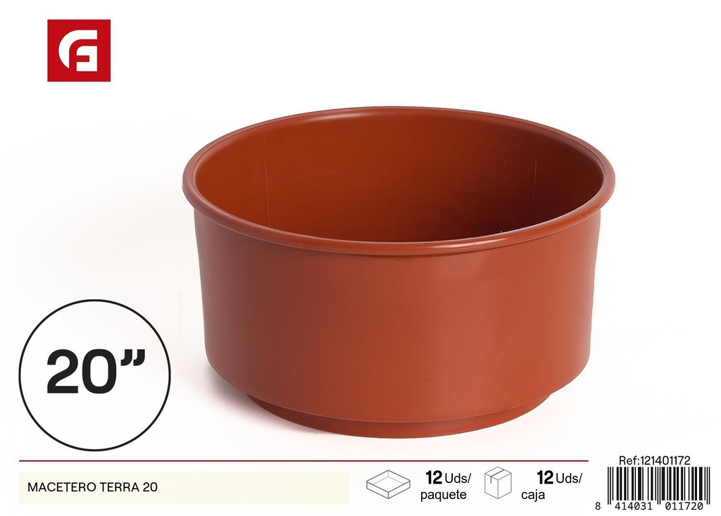 Macetero terra de plástico 20cm para plantas y jardín