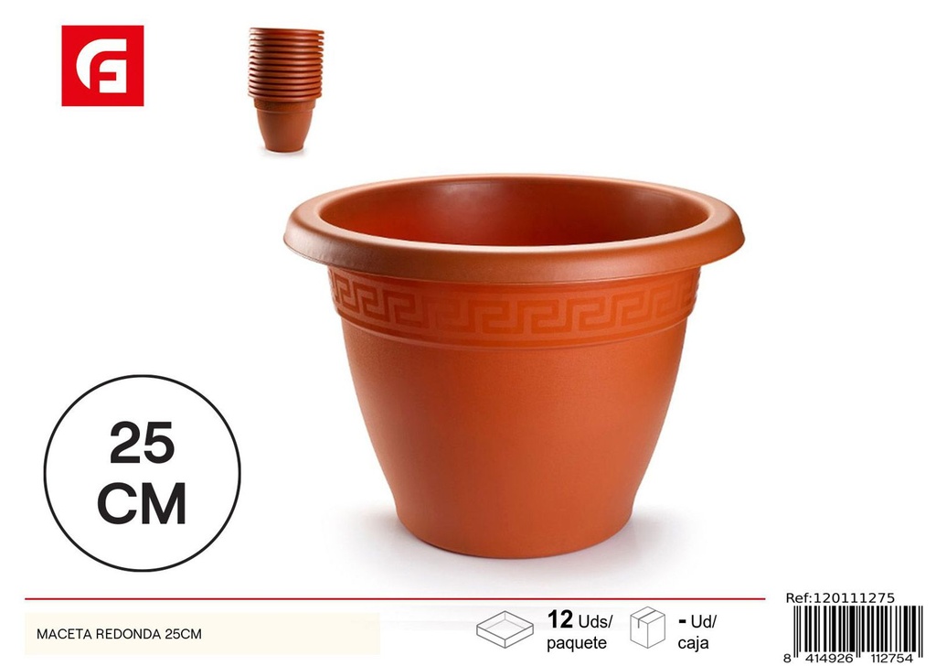Maceta redonda de plástico 25CM - Macetas y jardinería